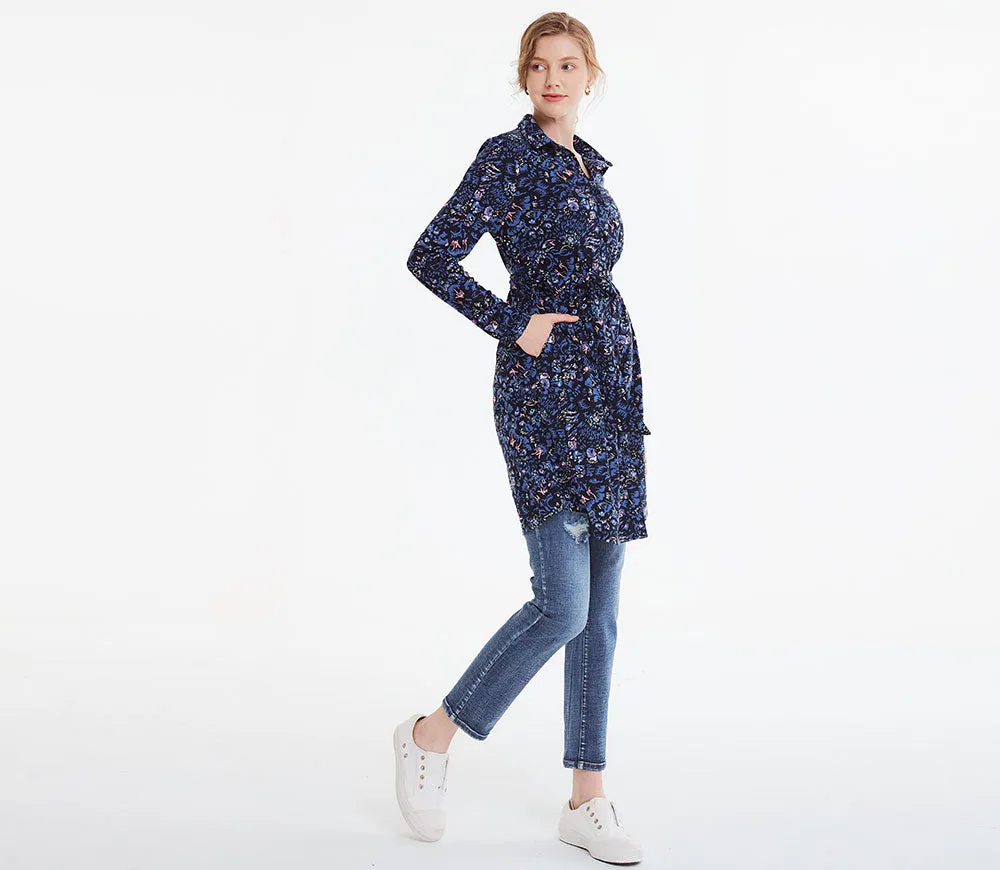 192065B Maternity & Nursing Printed Shirt Dress