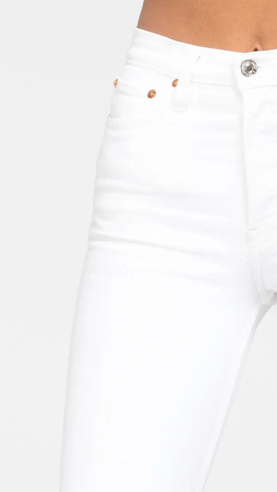 90s High Rise Ankle Crop - White Destroy
