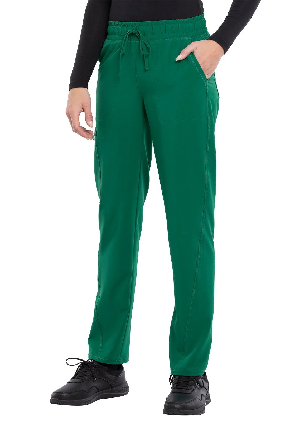 Allura CKA184 Mid Rise Drawstring Tapered Leg Pants Hunter Green