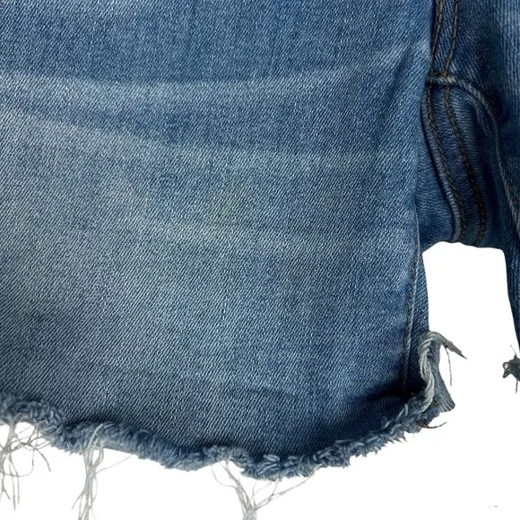 AMERICAN EAGLE Midi Jean Shorts Distressed Cut Off Super Super Stretch Size 4