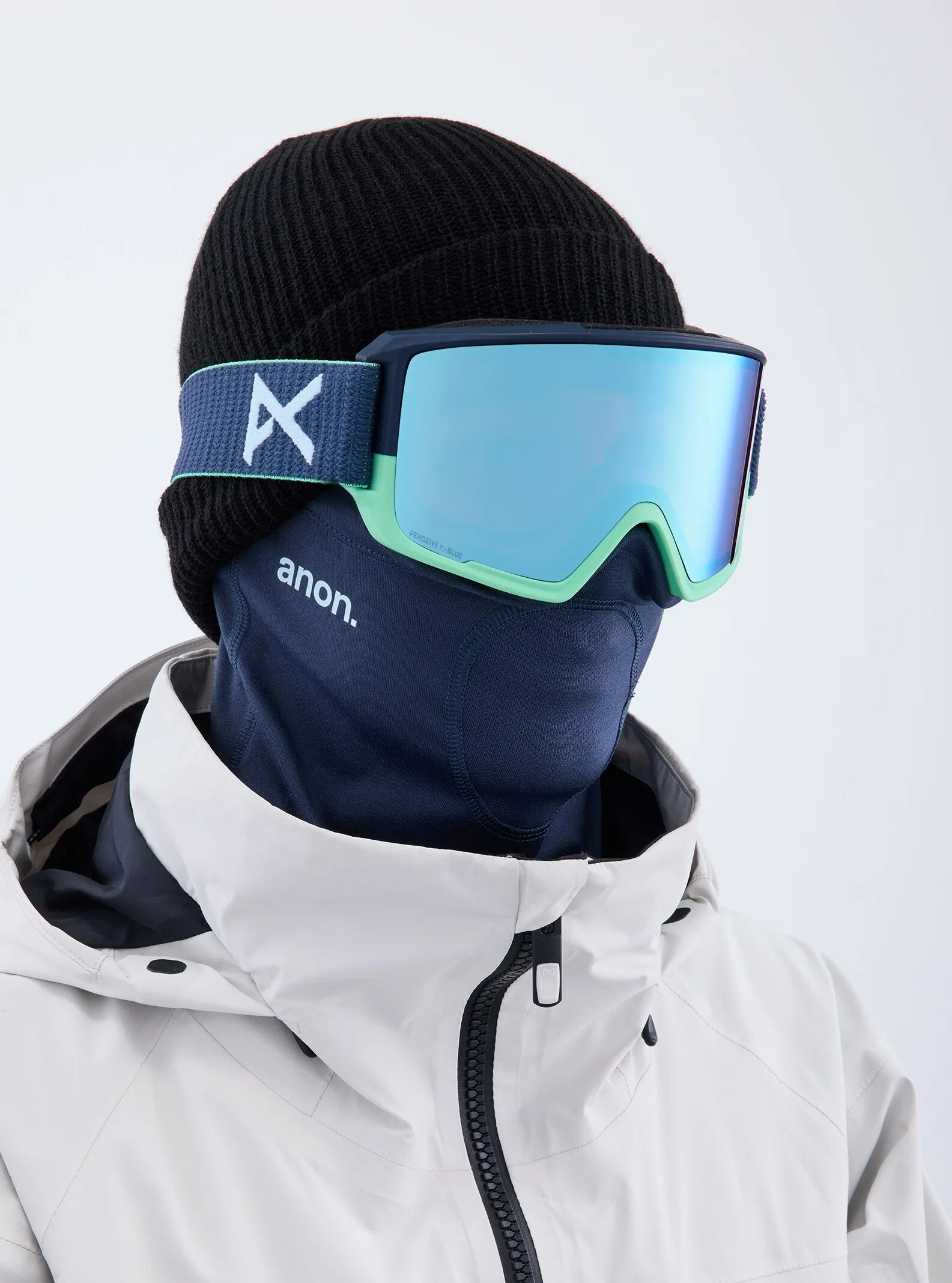 Anon M3 Goggles MFI Face mask & Spare Lens Mens 2023 Low Bridge Fit Navy / Perceive Variable Blue Lens