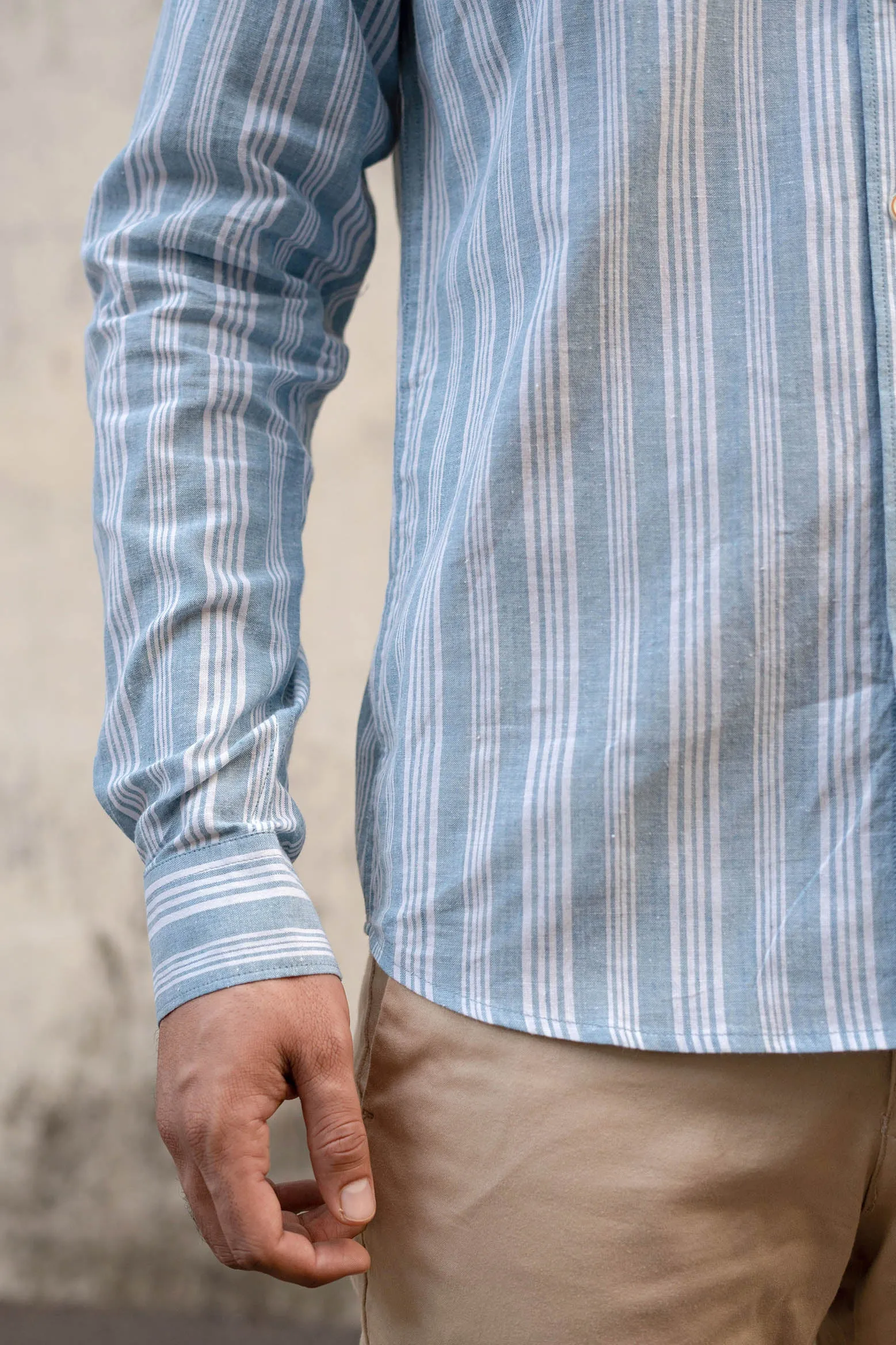 Aqua Blue Stripes · Button Down Collar · Full Sleeve Shirt