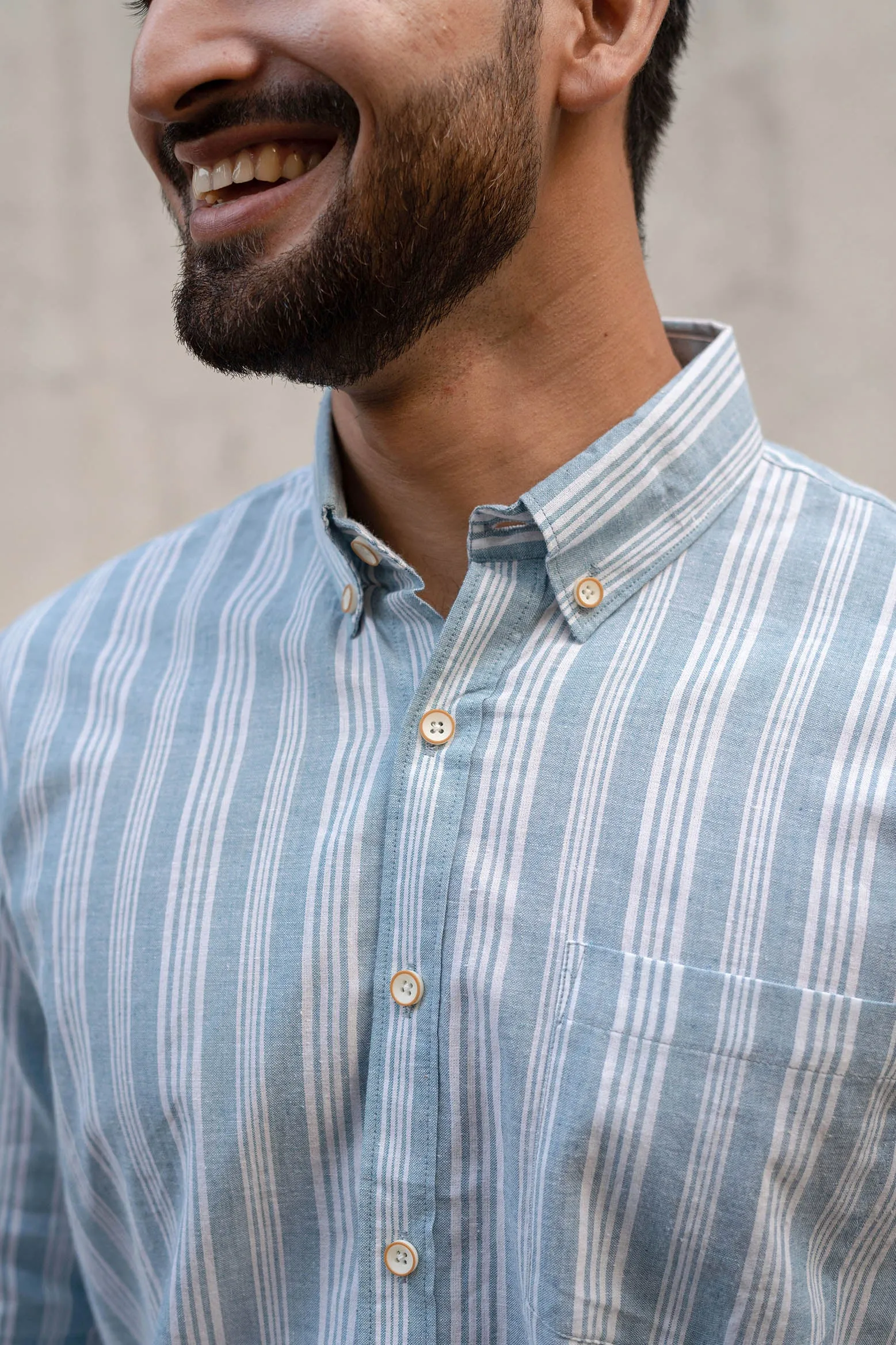 Aqua Blue Stripes · Button Down Collar · Full Sleeve Shirt