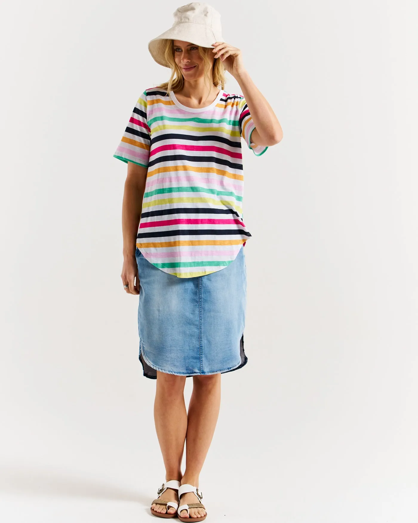 Ariana Tee - Rainbow Stripe