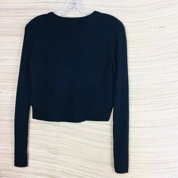 ARITZIA Babaton Nathaniel Ribbed Crop Black Sweater Size XS