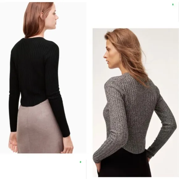ARITZIA Babaton Nathaniel Ribbed Crop Black Sweater Size XS
