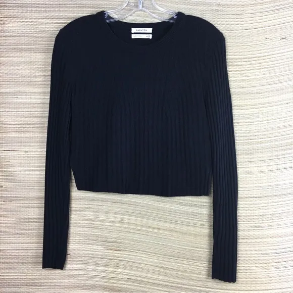 ARITZIA Babaton Nathaniel Ribbed Crop Black Sweater Size XS