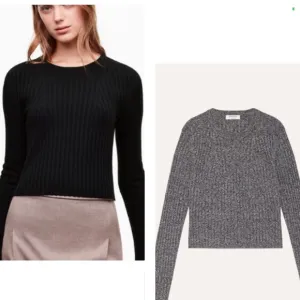 ARITZIA Babaton Nathaniel Ribbed Crop Black Sweater Size XS