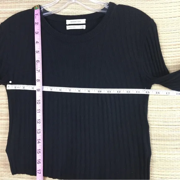 ARITZIA Babaton Nathaniel Ribbed Crop Black Sweater Size XS