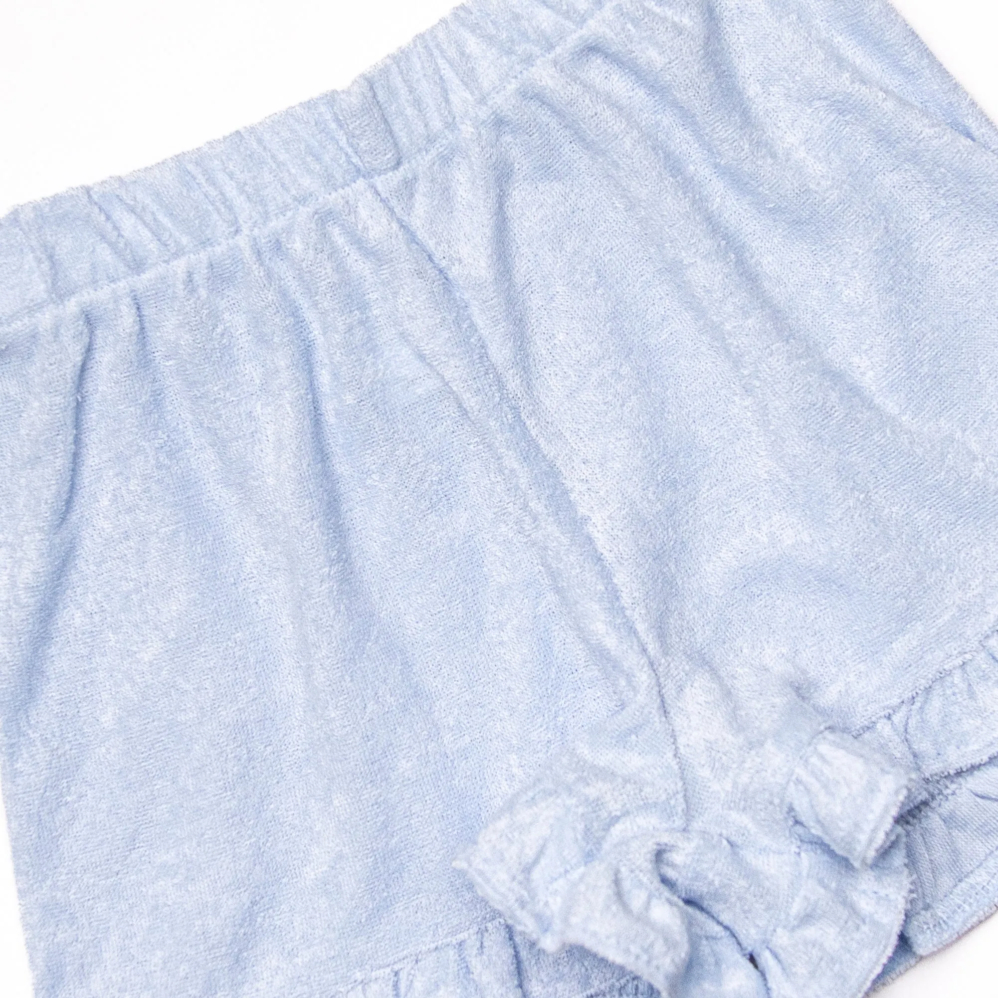 Beach Blues Terry Cloth Ruffle Short Set, Blue