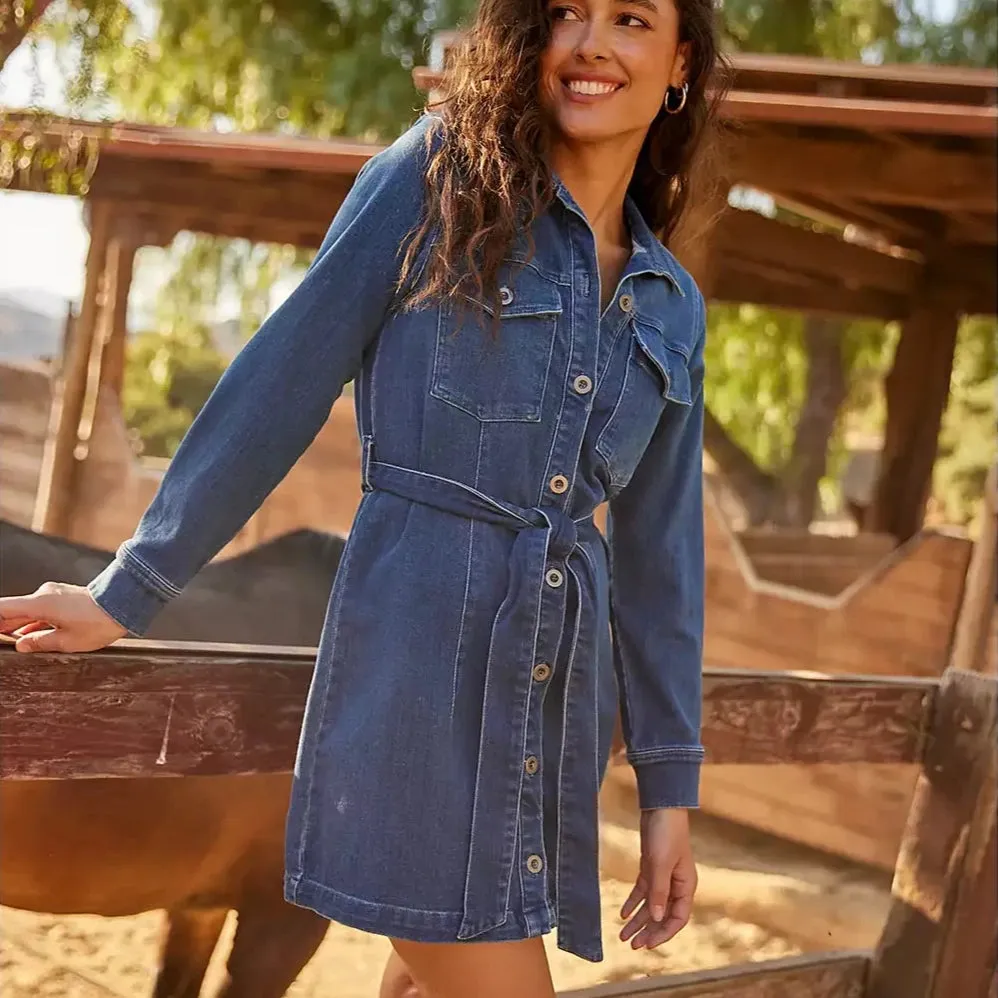 Bella Dahl Kennedy Flap Pocket Denim Shirt Dress