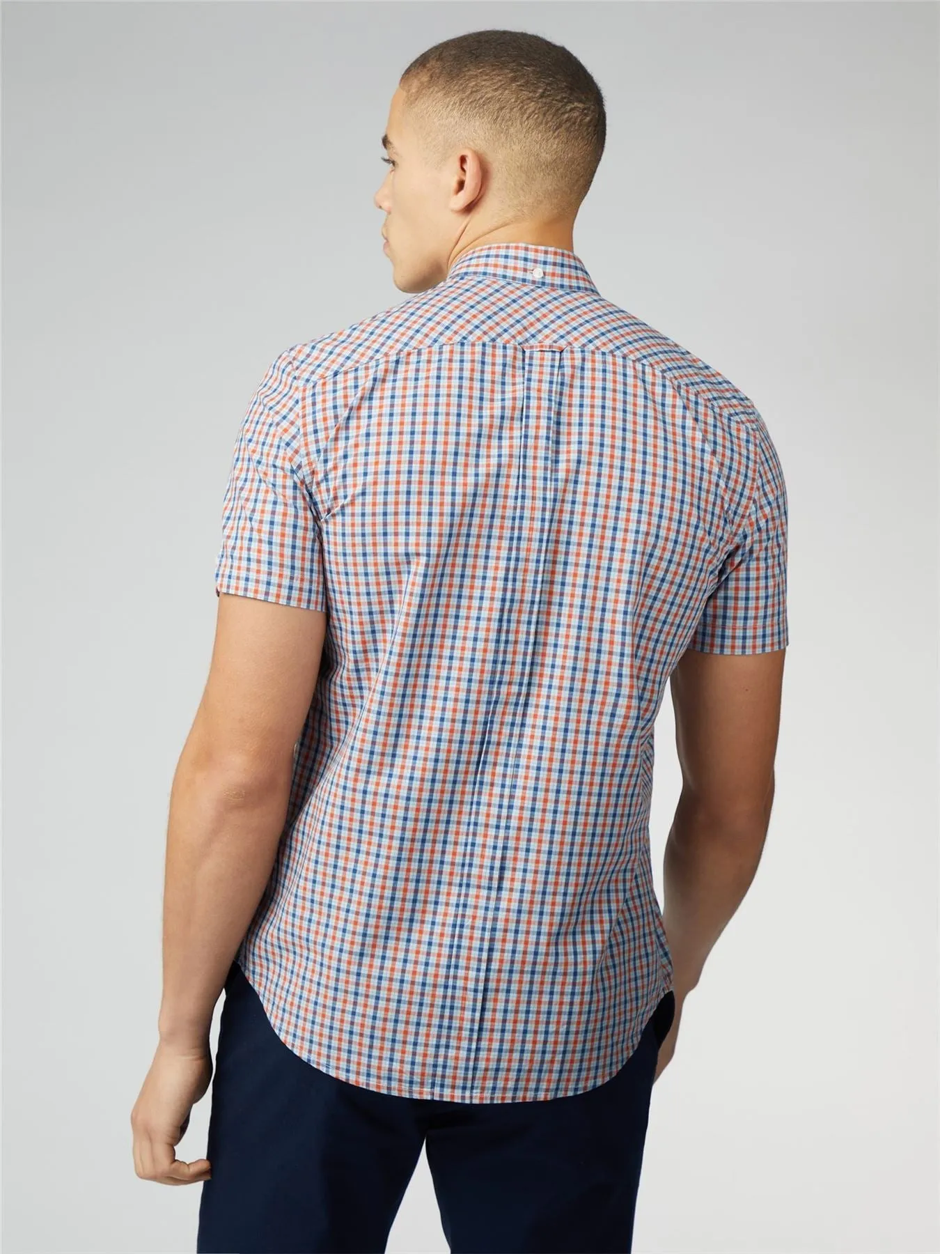 Ben Sherman Signature House Check Short Sleeve Shirt For Mens (0059144) in Pale Blue, 2XL-5XL