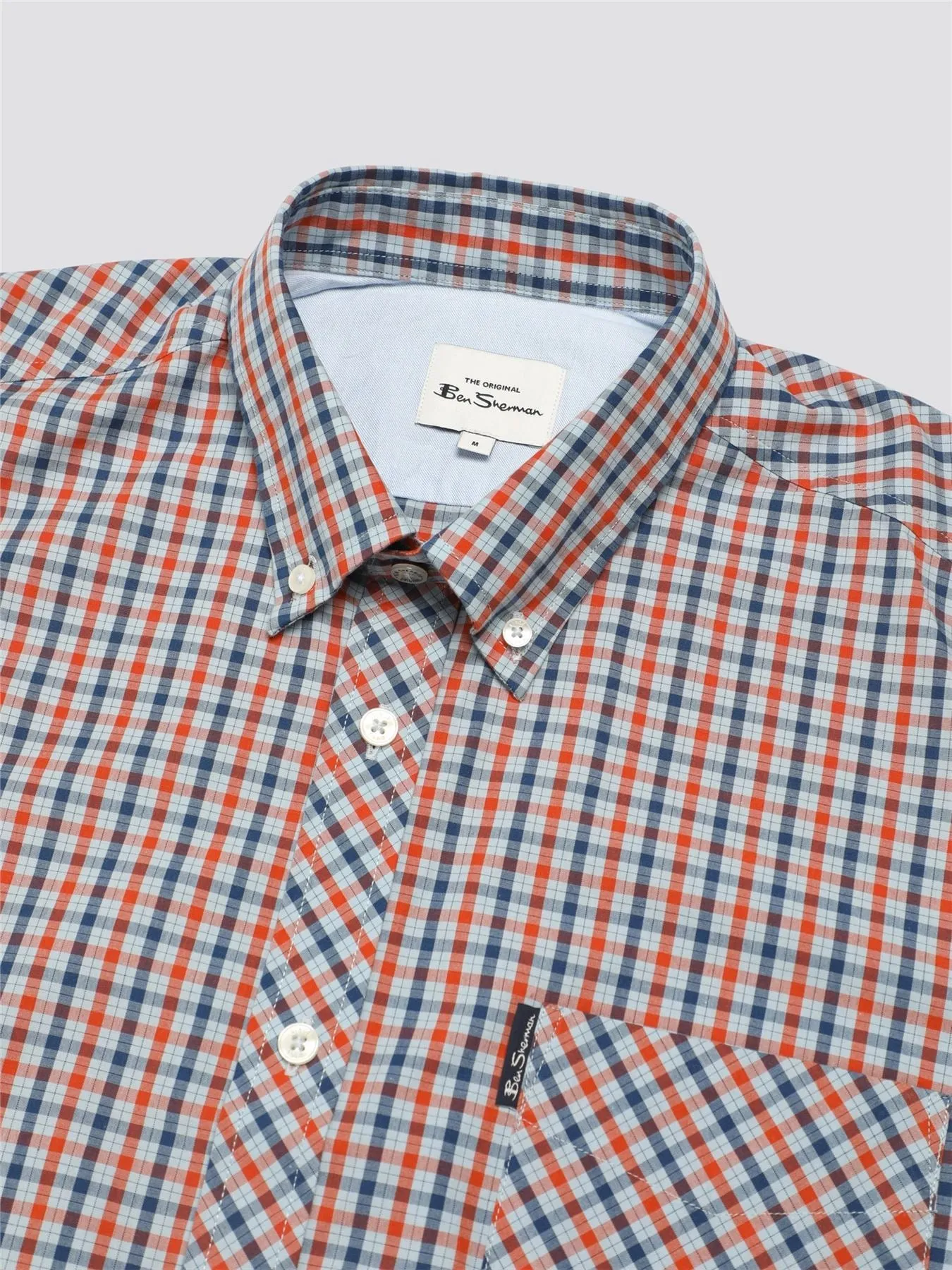 Ben Sherman Signature House Check Short Sleeve Shirt For Mens (0059144) in Pale Blue, 2XL-5XL