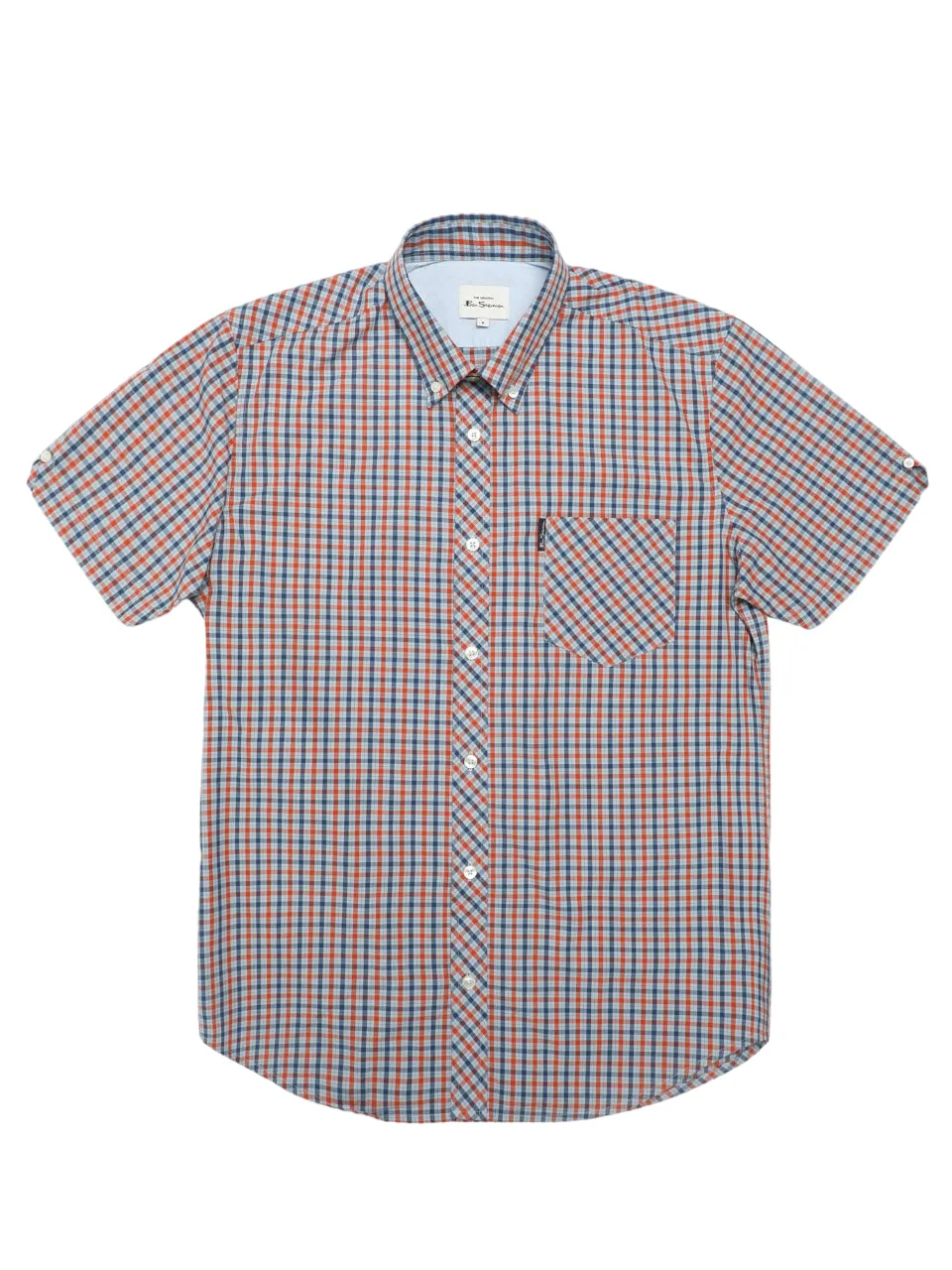 Ben Sherman Signature House Check Short Sleeve Shirt For Mens (0059144) in Pale Blue, 2XL-5XL