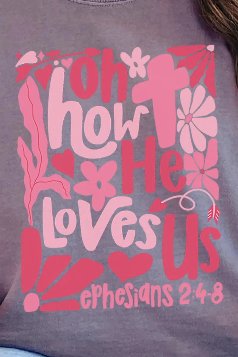 Boho Cross How He Loves Us Comfort Colors Adult Ring-Spun Cotton Tee