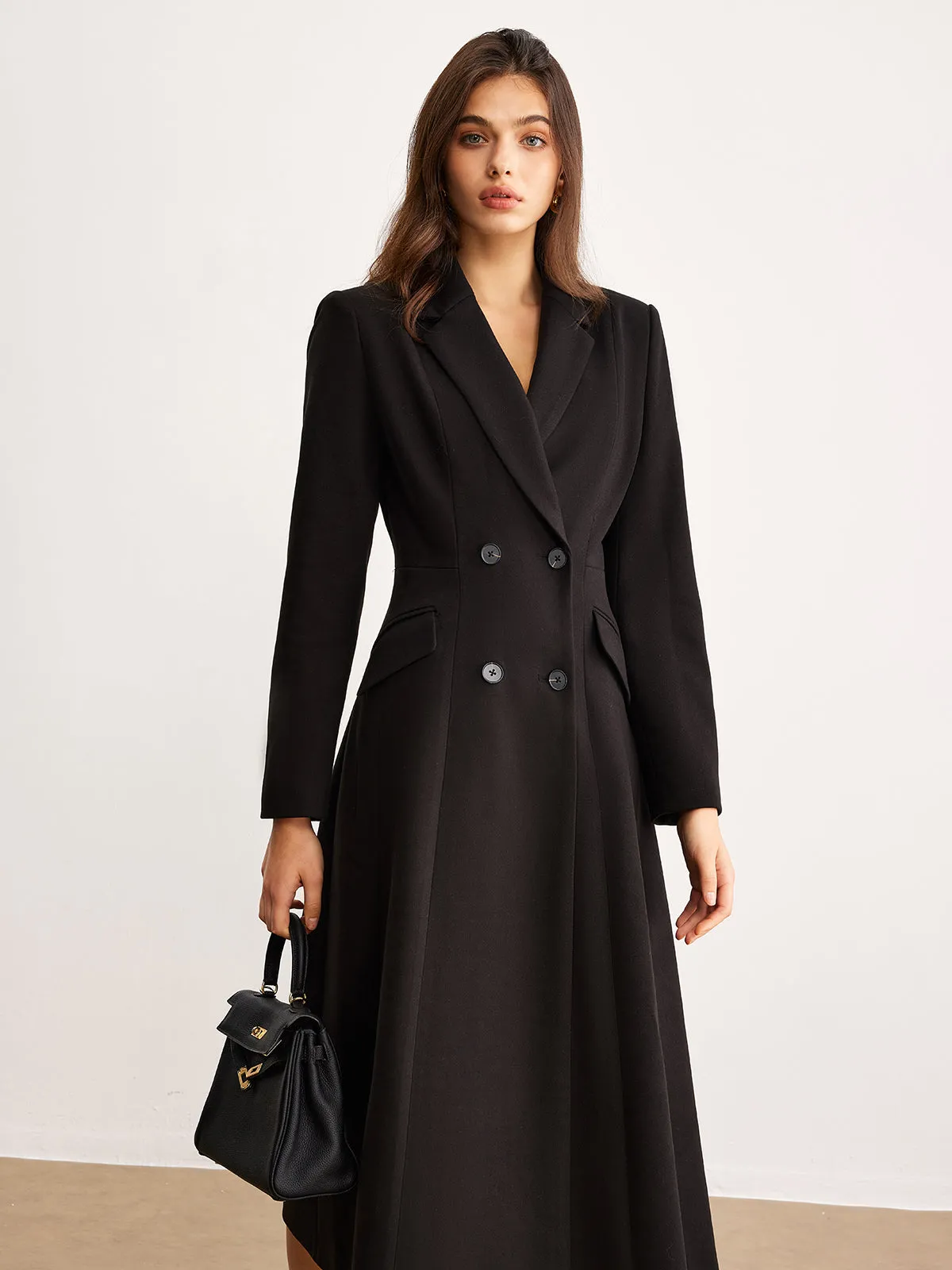 Button Lapel Long Blazer