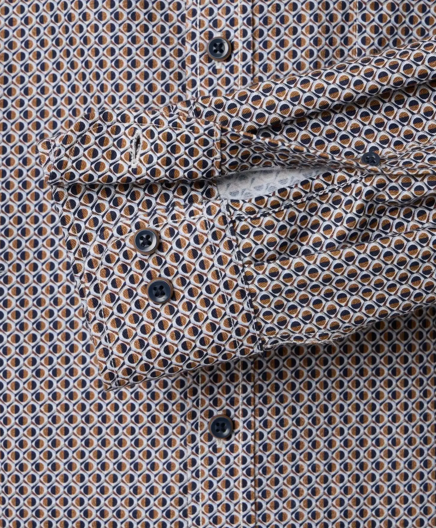 Casa Moda Mens Comfort Fit Shirt Circle Print Brown/Blue