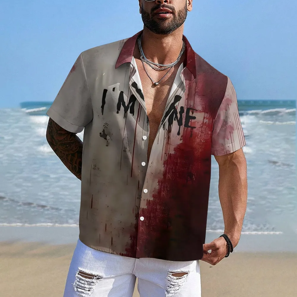 Casual dark men's Halloween party evening button-down shirt 2409001088