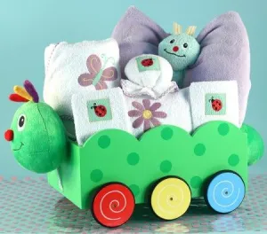 Caterpillar Wagon & Layette Baby Girl Gift