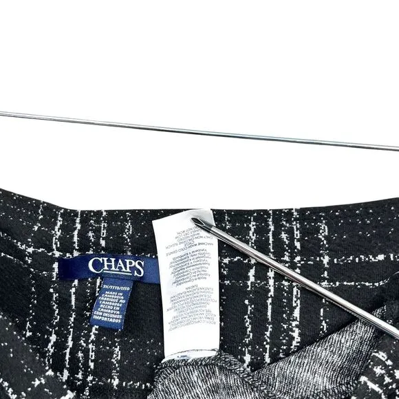 CHAPS Womens Long Plaid Skirt Windowpane A Line‎ Black White Plus Size 3X