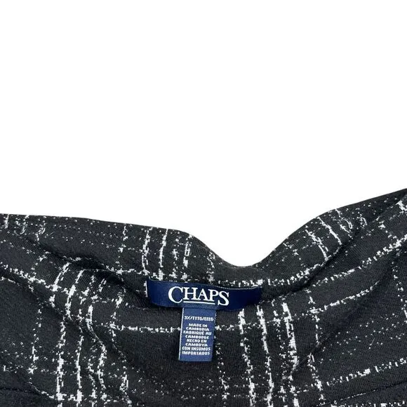 CHAPS Womens Long Plaid Skirt Windowpane A Line‎ Black White Plus Size 3X