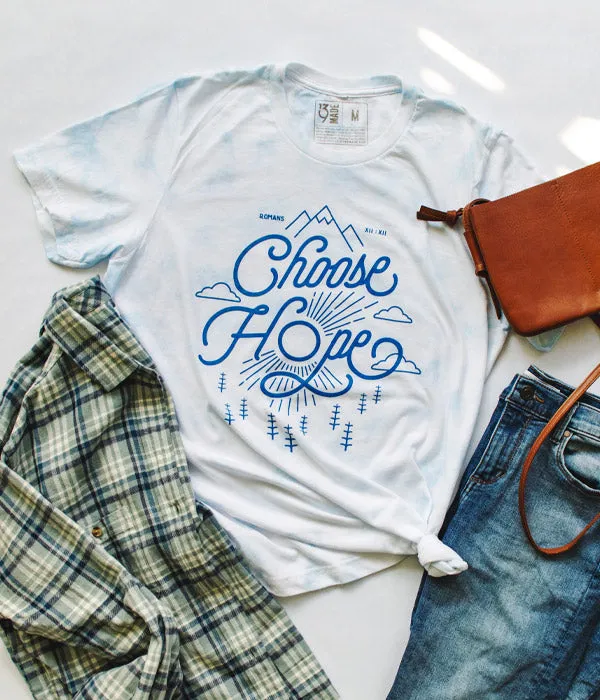 Choose Hope Tie Dye Tee - Sky Blue