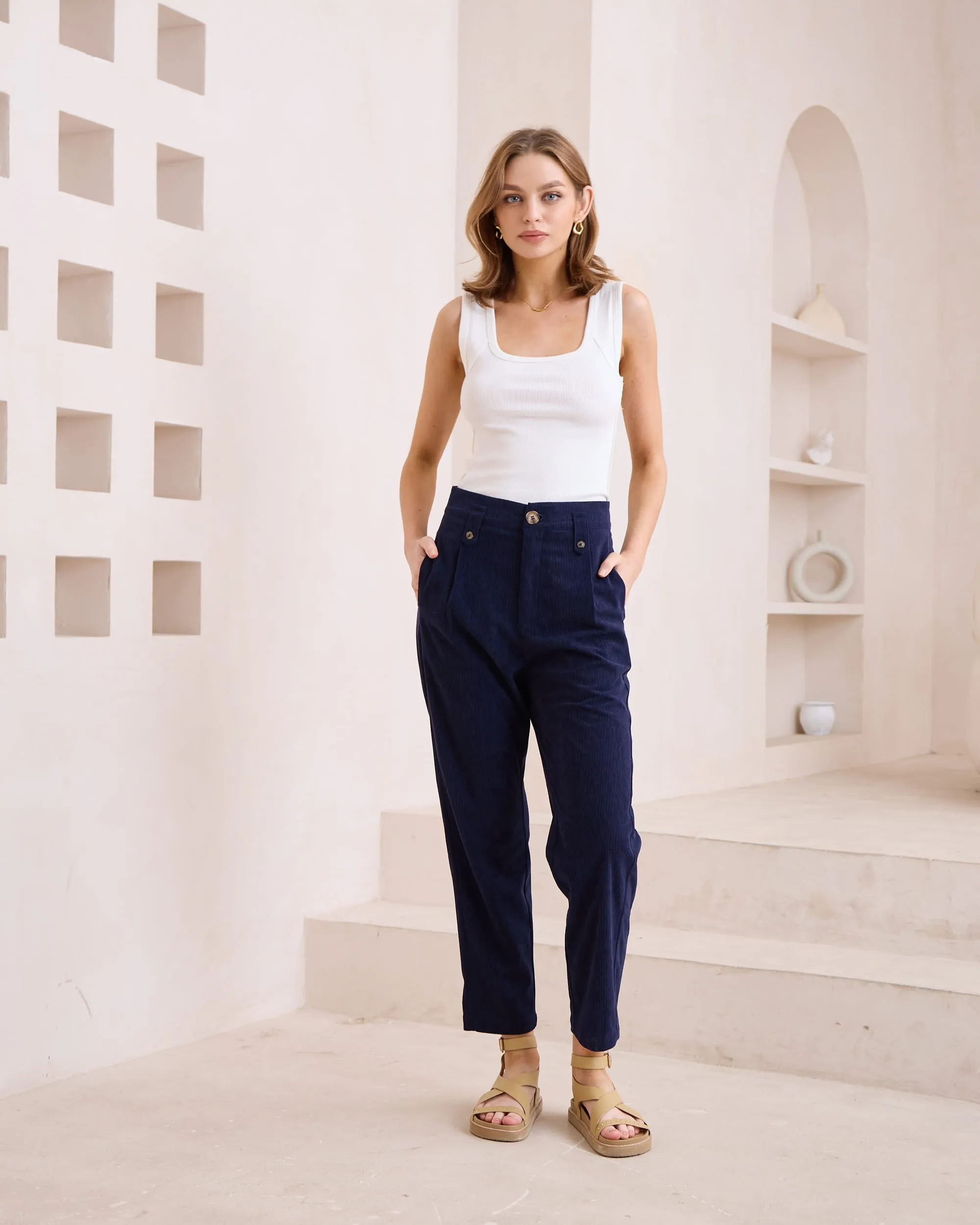 Cia Corduroy Pants - Navy