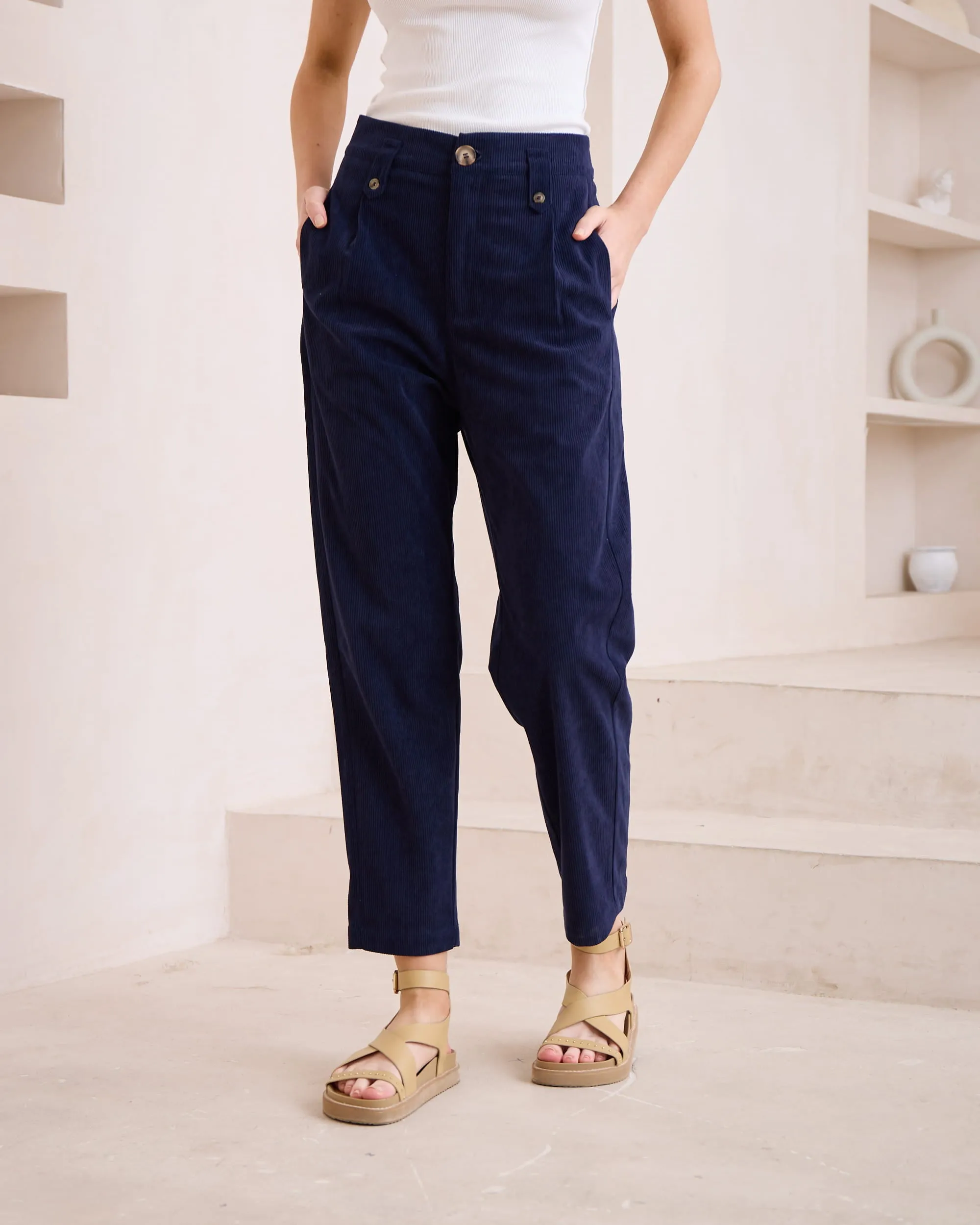 Cia Corduroy Pants - Navy