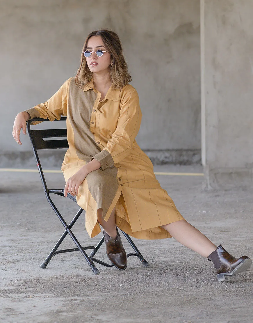 Coffee Bean Weave Shirt Dress