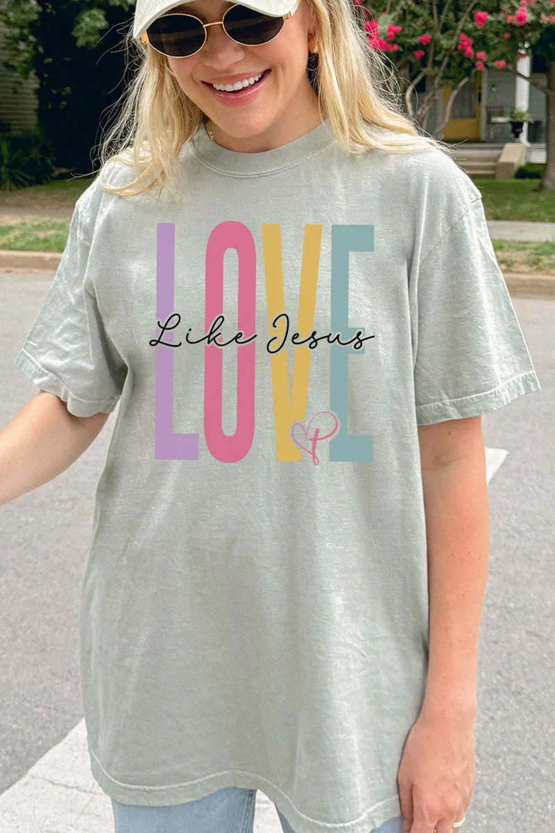 Colorblock Love Like Jesus Comfort Colors Adult Ring-Spun Cotton Tee