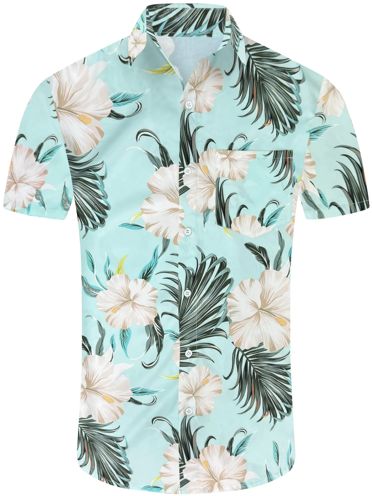 Comdecevis Men's Hawaiian Floral Shirts Short Sleeve Button Down Tropical Summer Beach Shirts