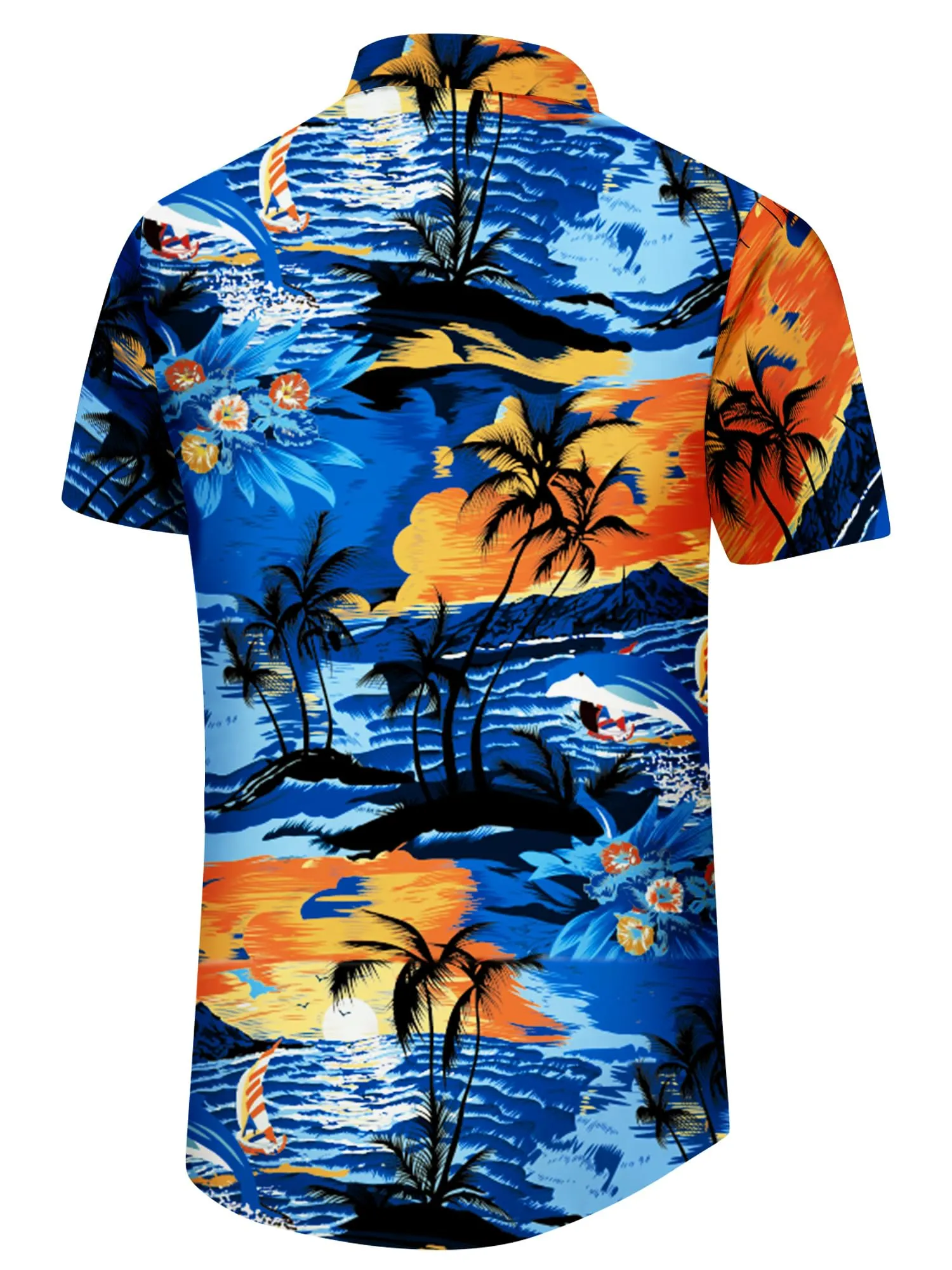 Comdecevis Men's Hawaiian Floral Shirts Short Sleeve Button Down Tropical Summer Beach Shirts