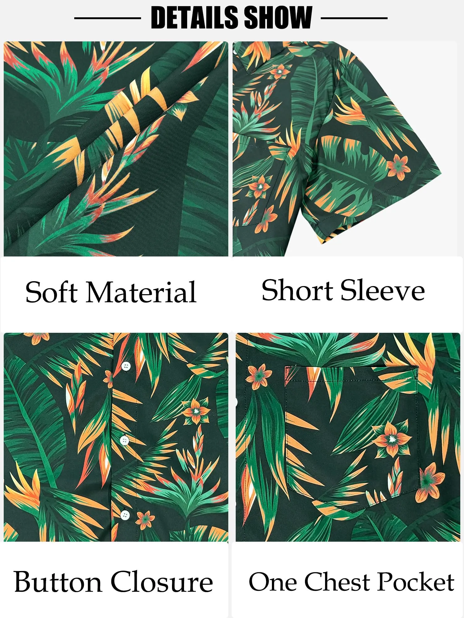 Comdecevis Men's Hawaiian Floral Shirts Short Sleeve Button Down Tropical Summer Beach Shirts