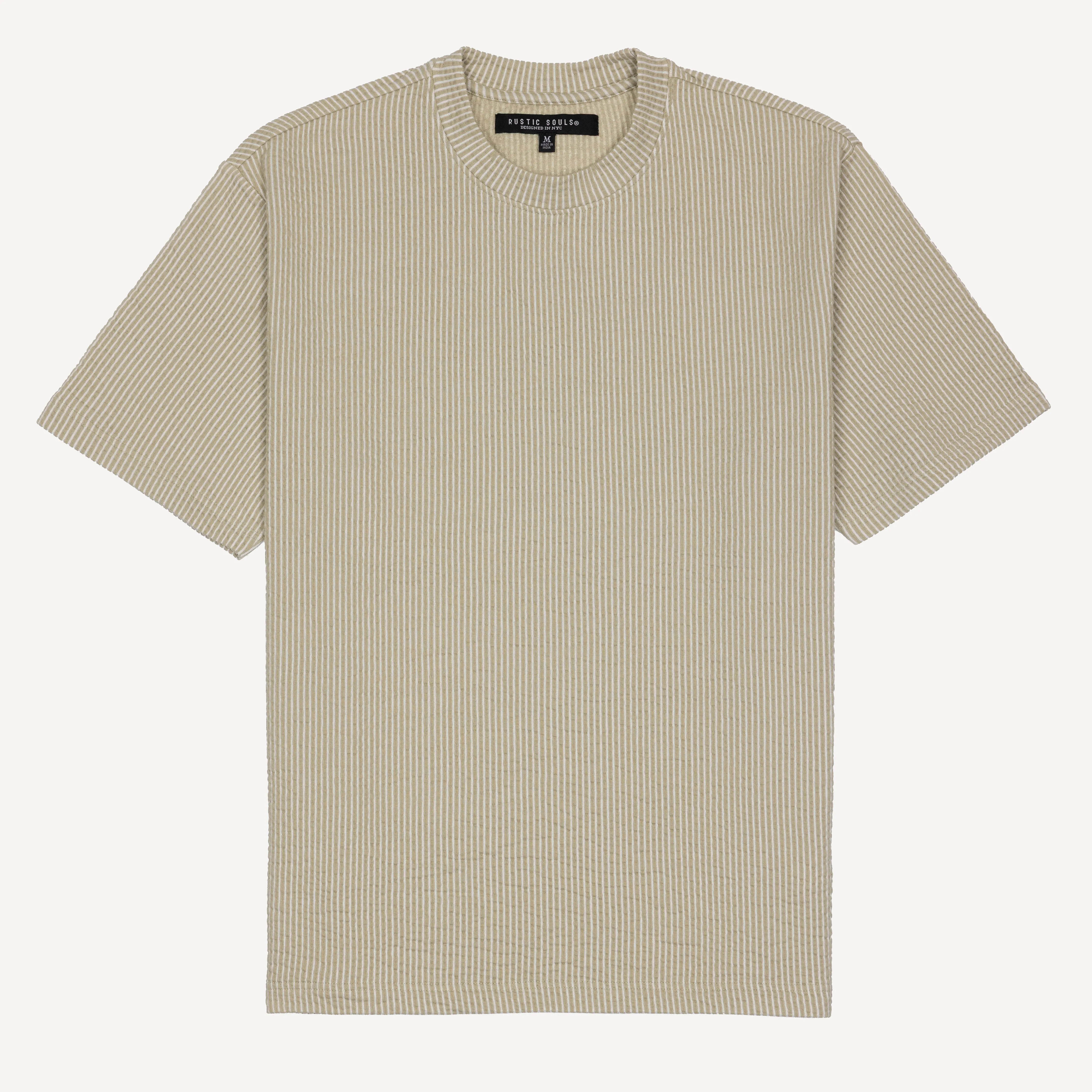 Cool Knit Seersucker Relaxed Tee - Agate Gray / White Stripe