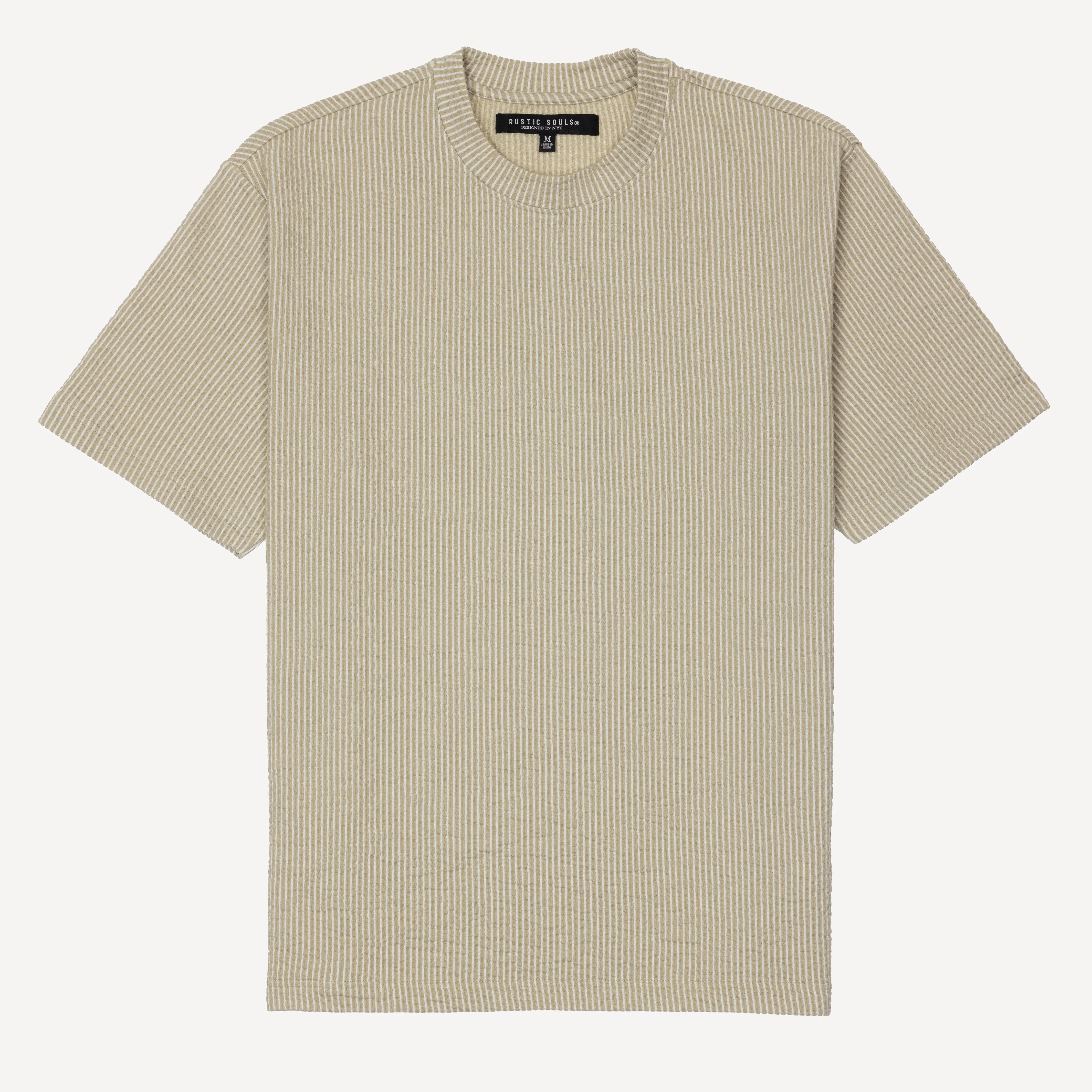 Cool Knit Seersucker Relaxed Tee - Agate Gray / White Stripe