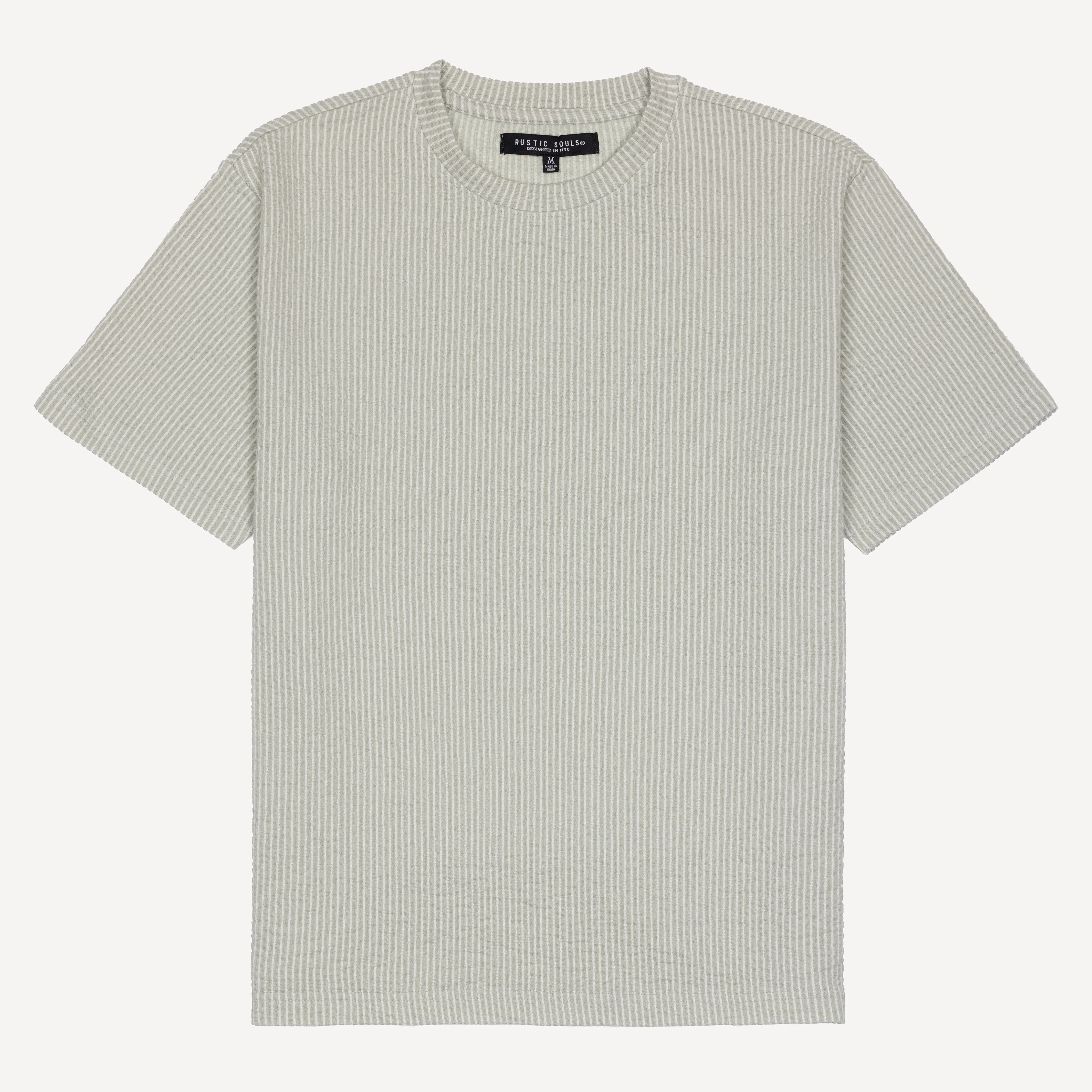 Cool Knit Seersucker Relaxed Tee - Blue Fox / White Stripe