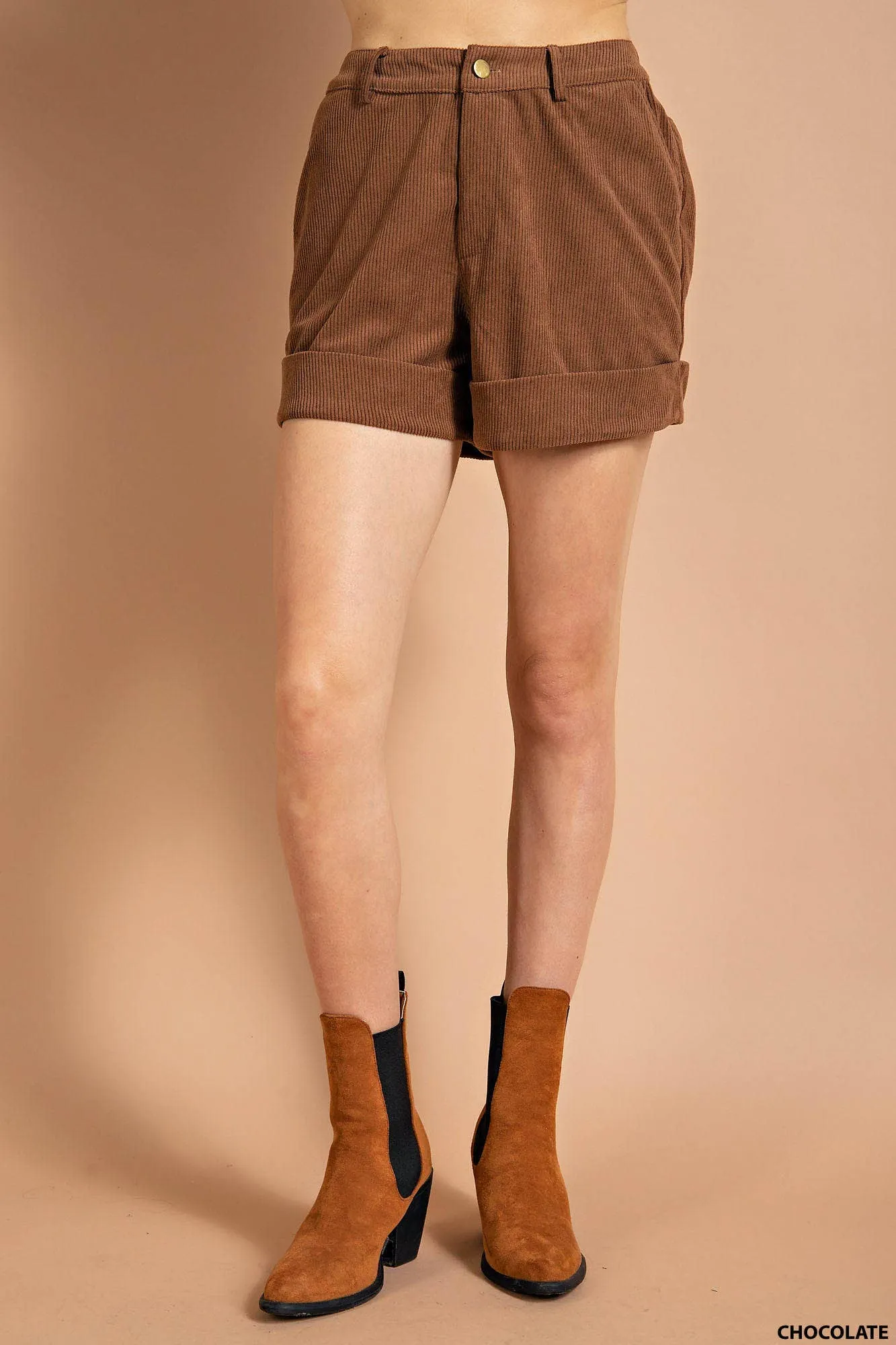 Corduroy Cuffed Shorts
