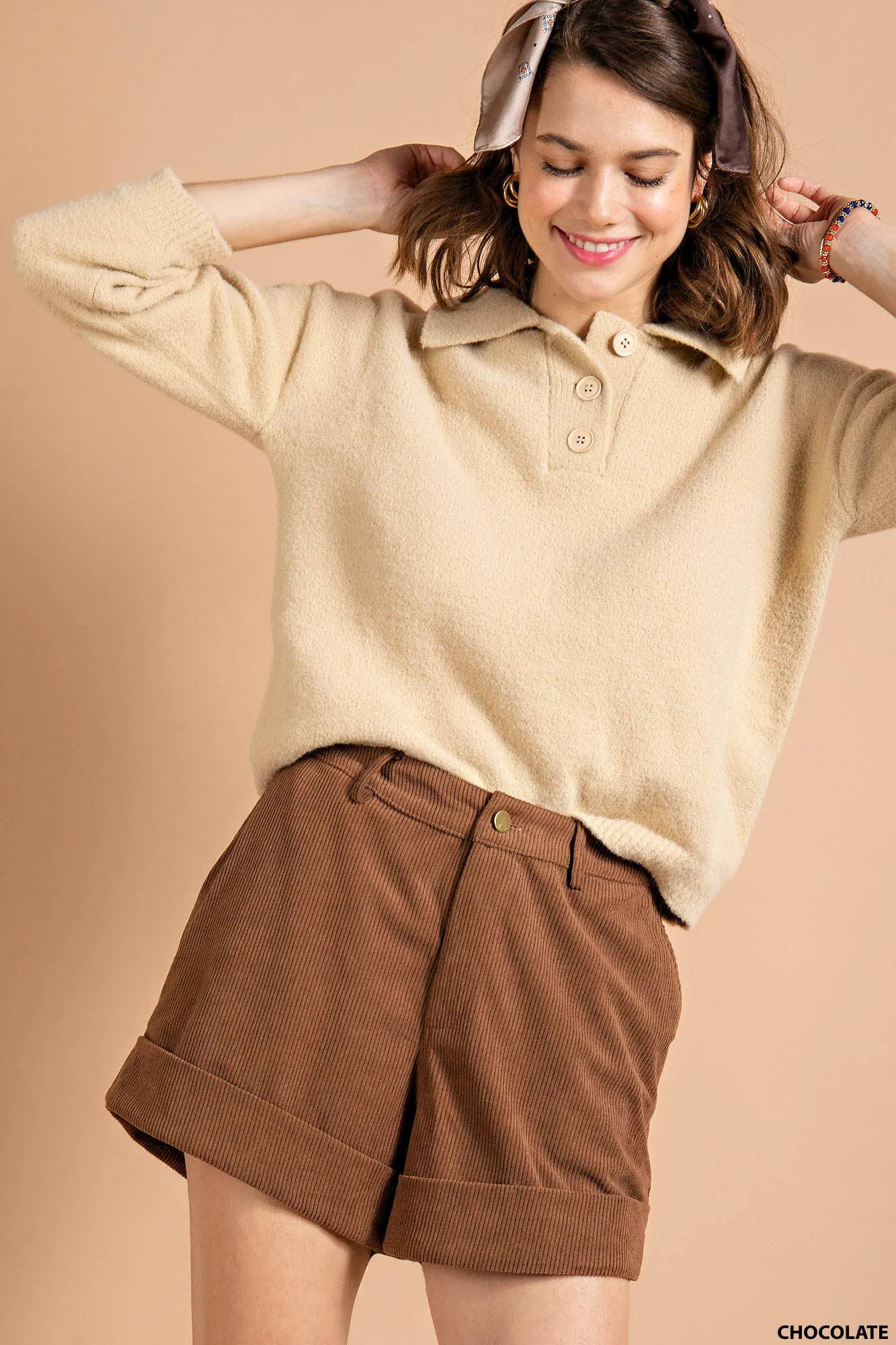 Corduroy Cuffed Shorts
