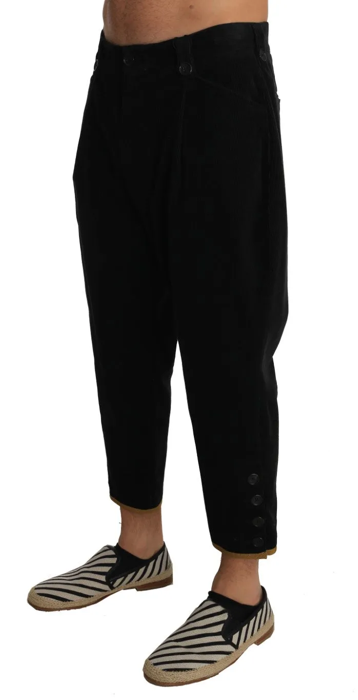 Corduroys Cropped Wide Trousers Black