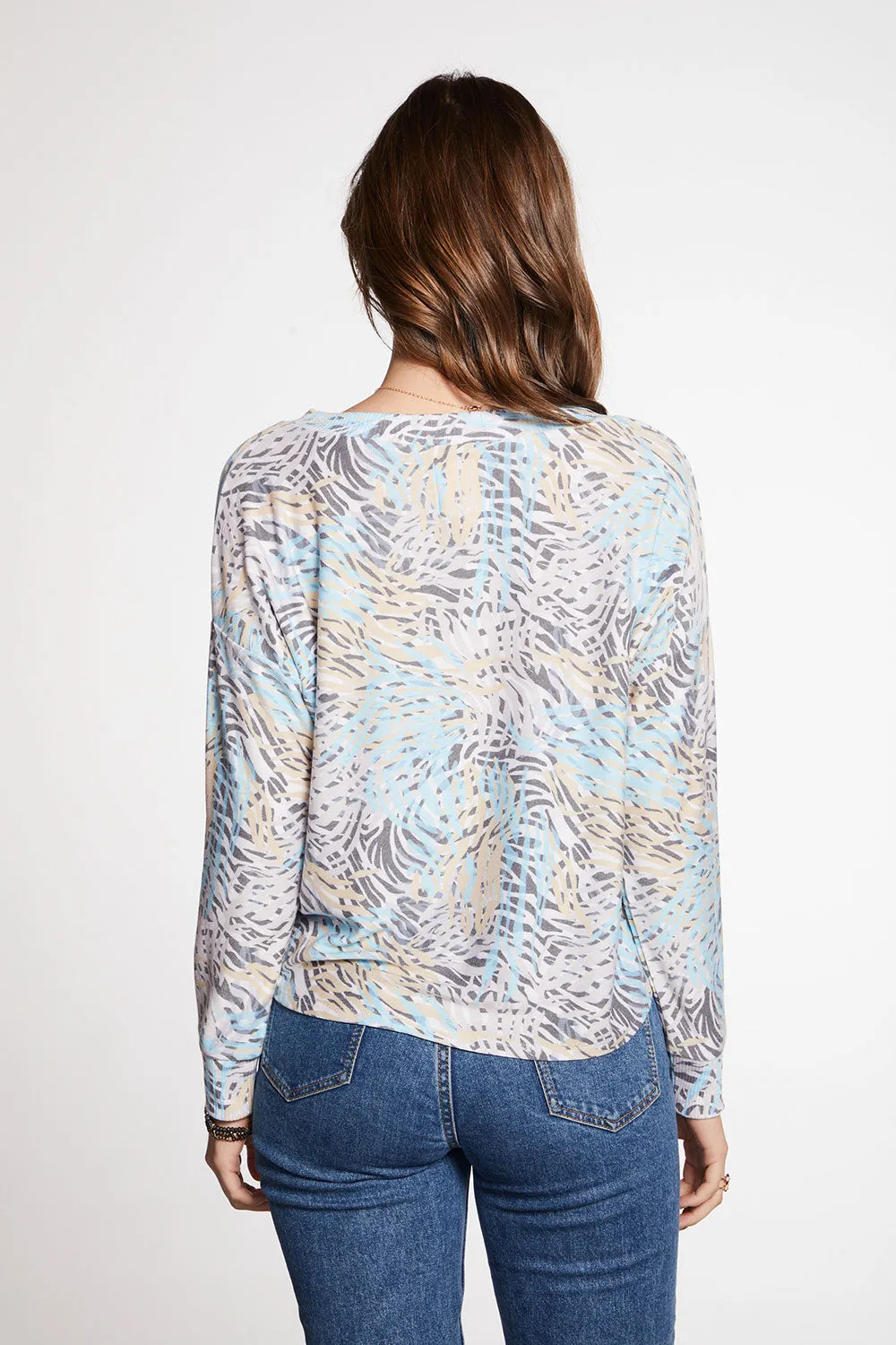 Cozy Knit Cropped Long Sleeve Drop Shoulder Hi Lo V Neck Pullover