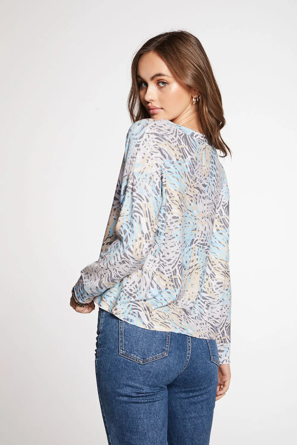 Cozy Knit Cropped Long Sleeve Drop Shoulder Hi Lo V Neck Pullover