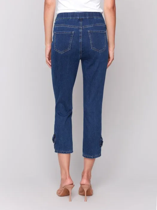 Cropped Denim Pants - Indigo