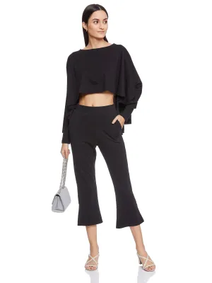 Cropped Length with Slit Detail Bottom (Black)