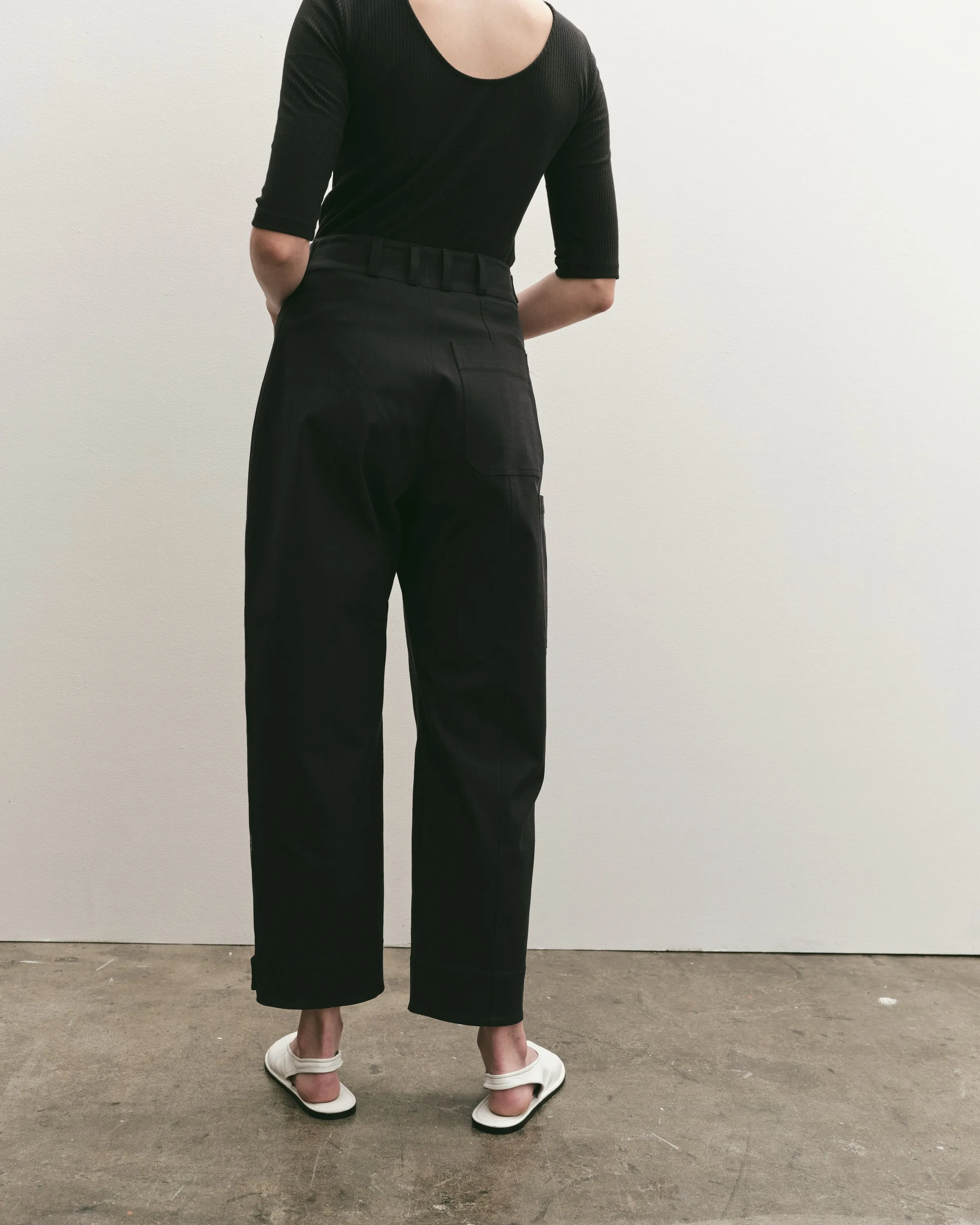 Cropped Workwear Pants - Navy