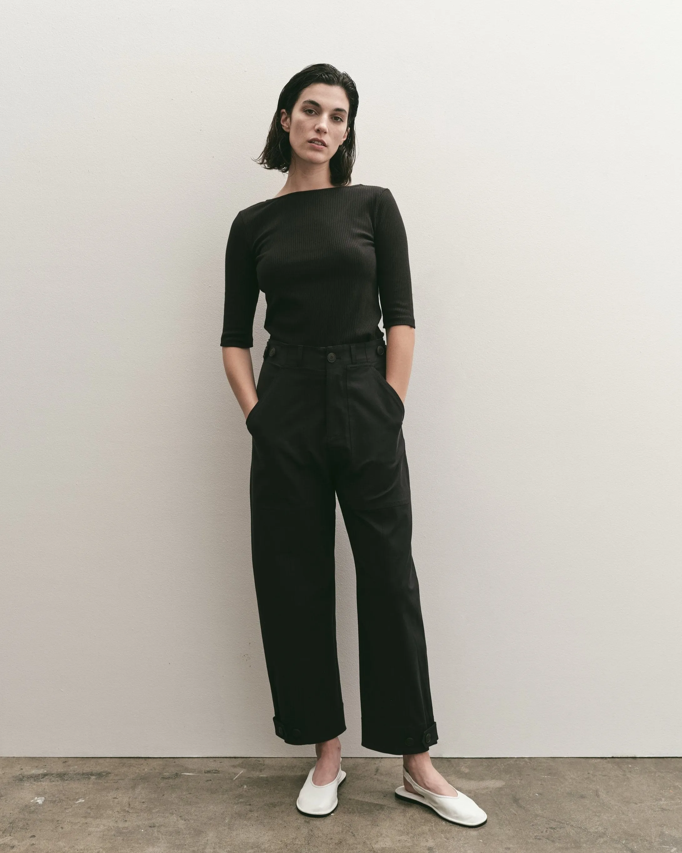 Cropped Workwear Pants - Navy