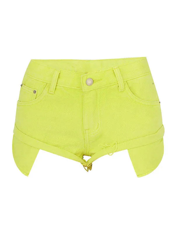 Cuffed Hem Denim Shorts