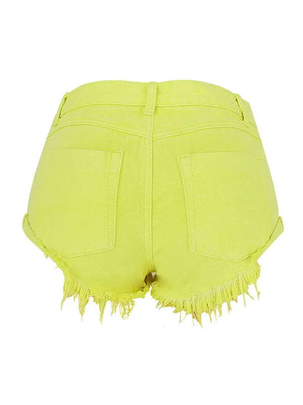 Cuffed Hem Denim Shorts