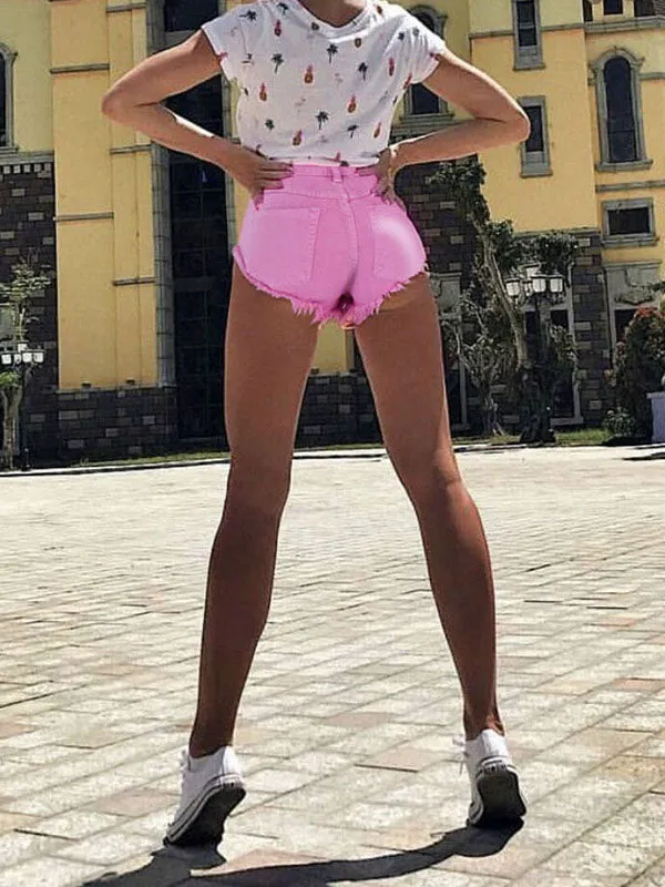 Cuffed Hem Denim Shorts