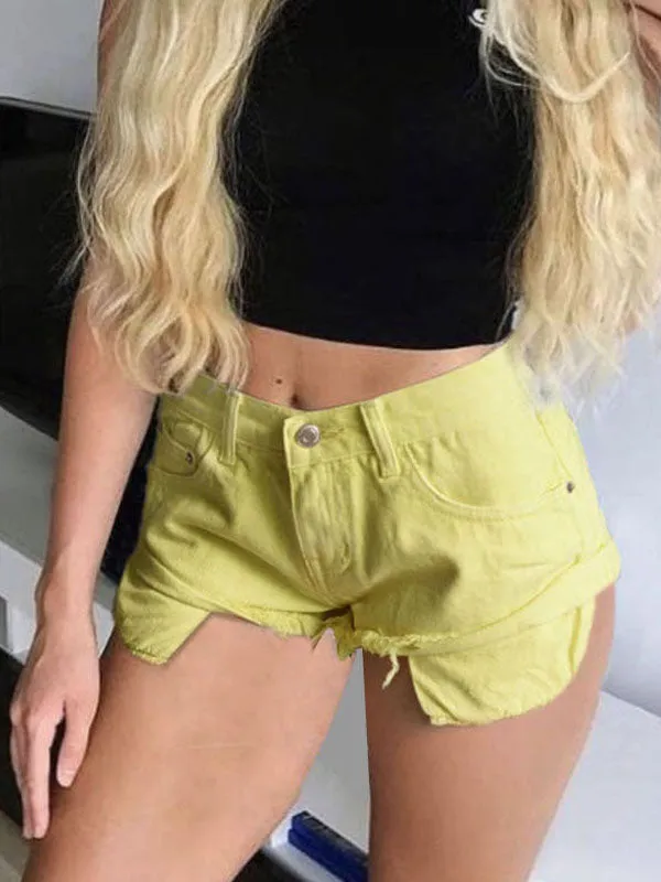 Cuffed Hem Denim Shorts