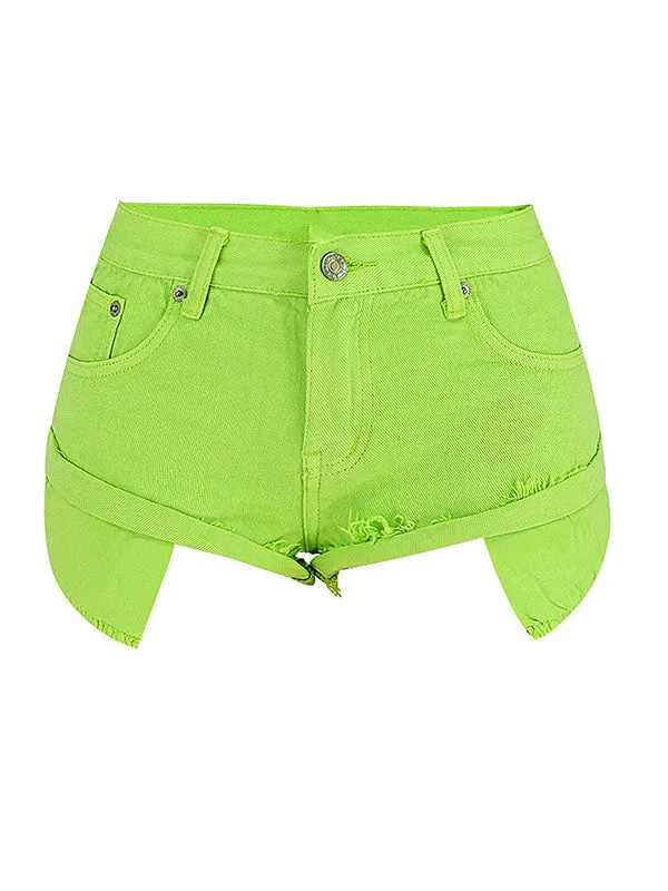 Cuffed Hem Denim Shorts